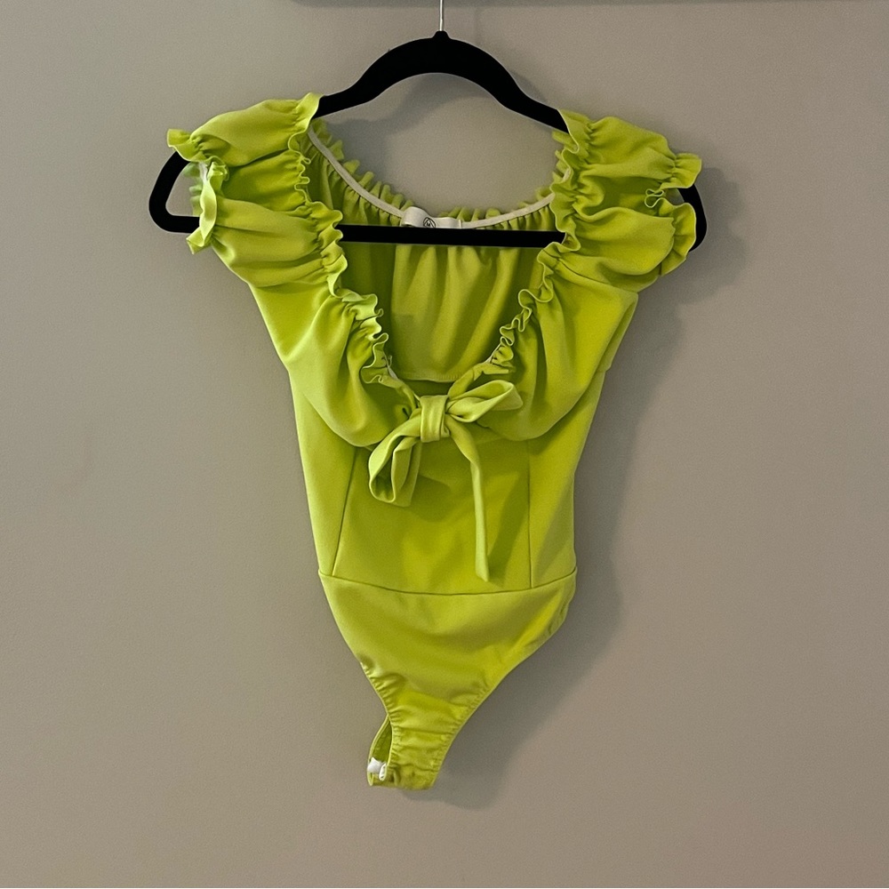 Missguided lime green bodysuit top